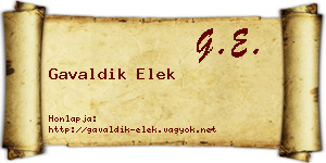 Gavaldik Elek névjegykártya